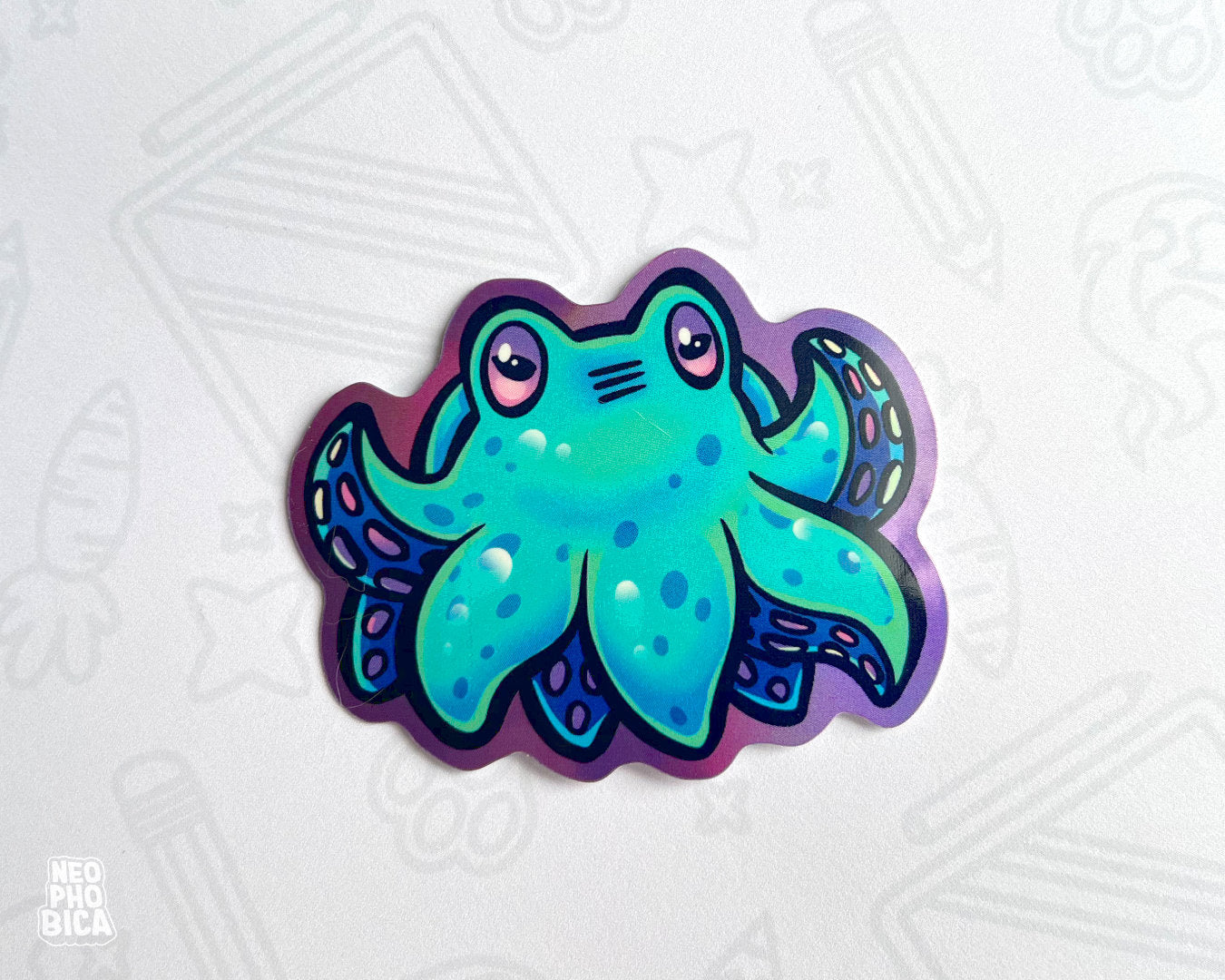 Tiny Kraken Blue - Holographic Sticker