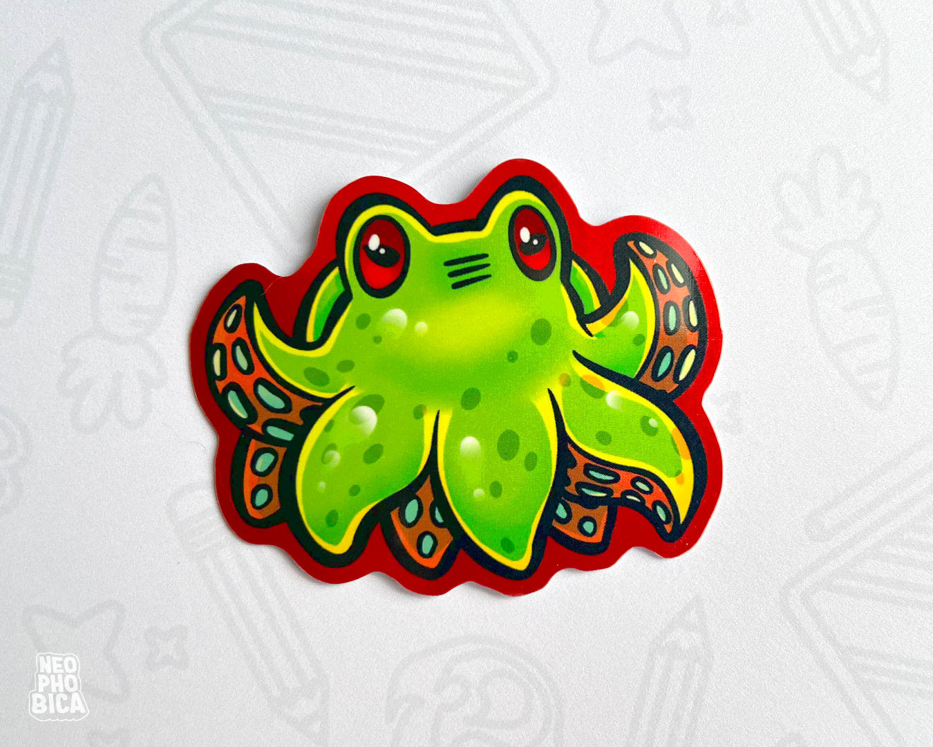 Tiny Kraken Green - Holographic Sticker