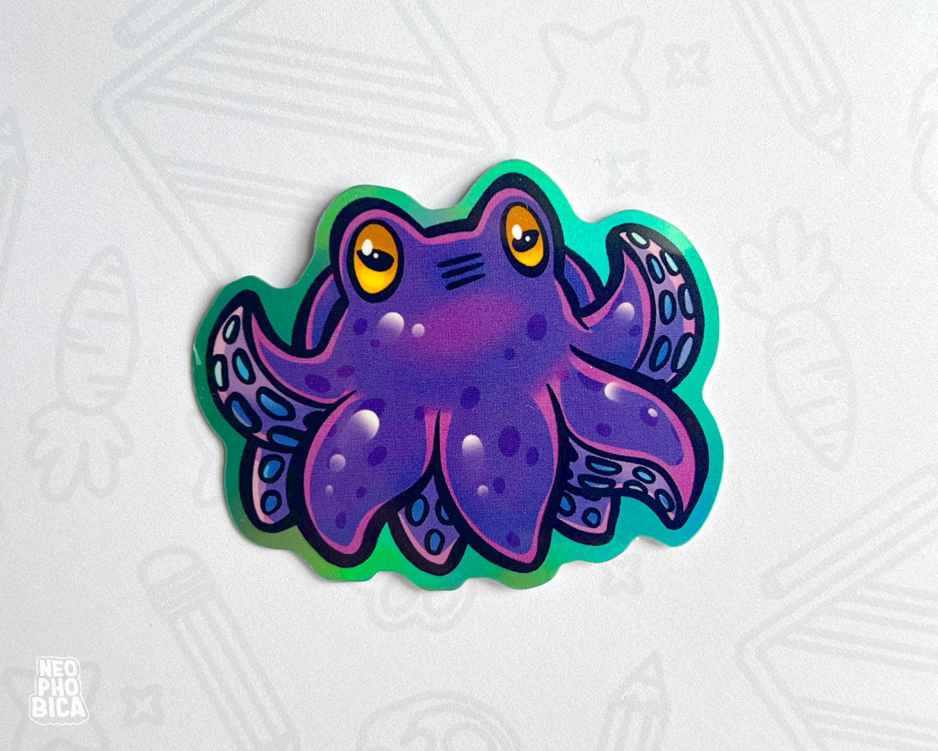 Tiny Kraken Purple - Holographic Sticker