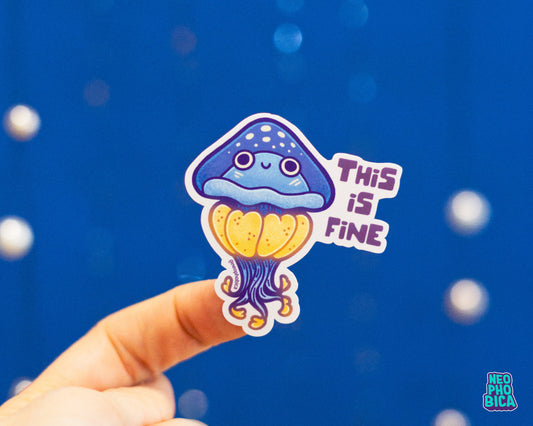 White Spotted Jellyfish - This is Fine | Vinyl Sticker