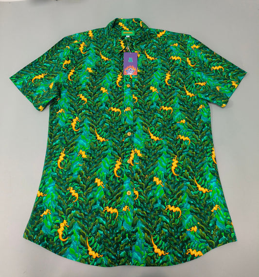 Leafy Sea Dragon | Button Up Shirt with Rounded Hem