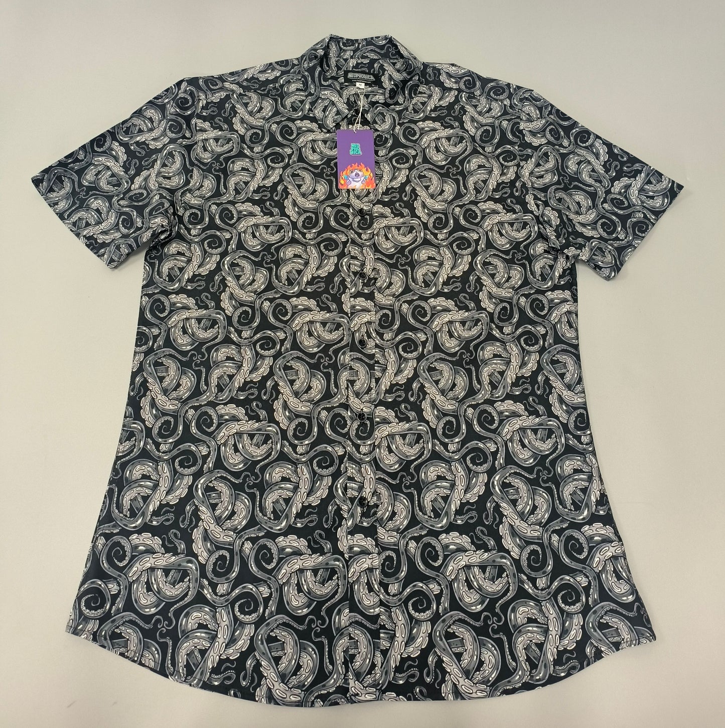 Obsidian Tentacles | Button Up Shirt with Rounded Hem